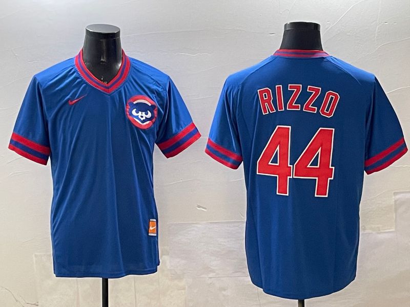 Men Chicago Cubs #44 Rizzo Blue Throwback Game 2025 Nike MLB Jersey style 1